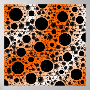 Poster Zones de bulles spatiales - Blanc/Orange