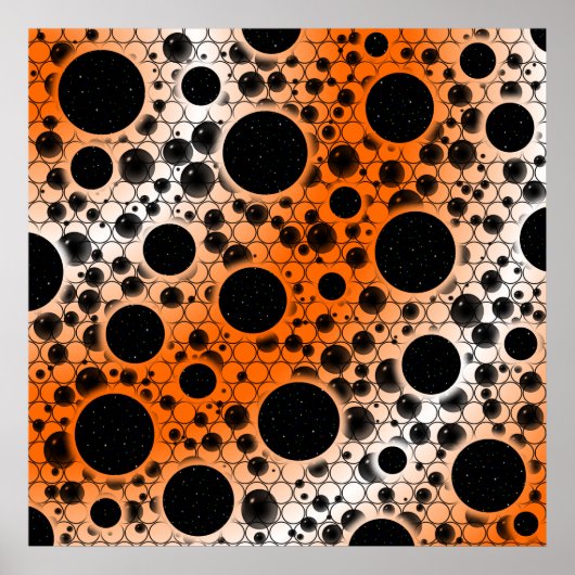 Poster Zones de bulles spatiales - Blanc/Orange (Devant)