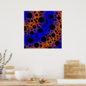Poster Zones de bulles spatiales - Bleu/Orange (Cuisine)