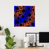 Poster Zones de bulles spatiales - Bleu/Orange (Bureau à domicile)