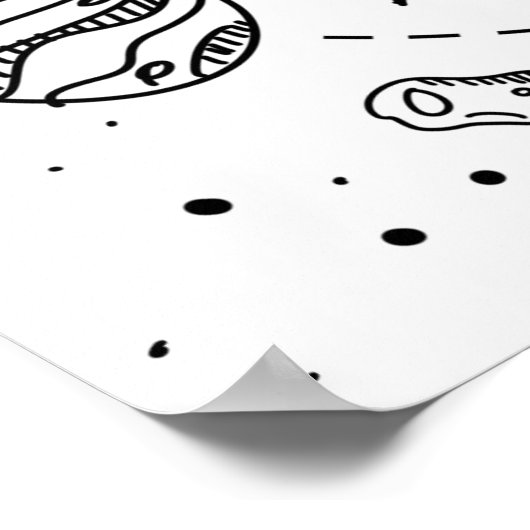 Poster zonnestelsel (zwart-wit) (Hoek)