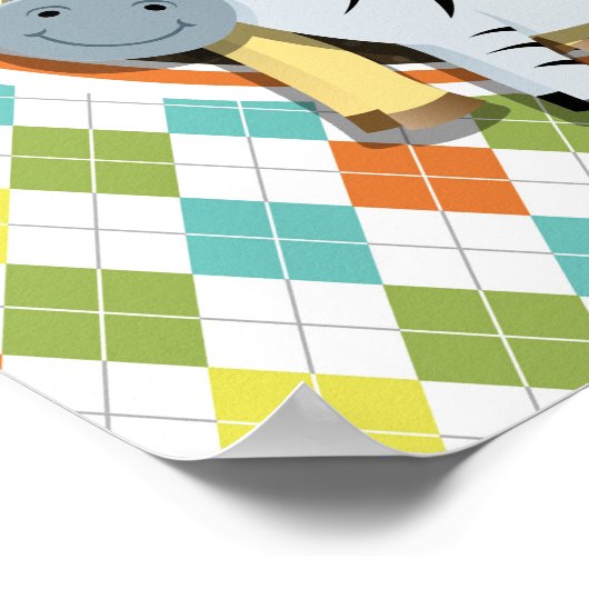 Poster Zoo Animaux sur Jacquard coloré (Coin)