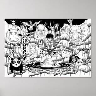 Poster Zoo au milieu de la nuit.