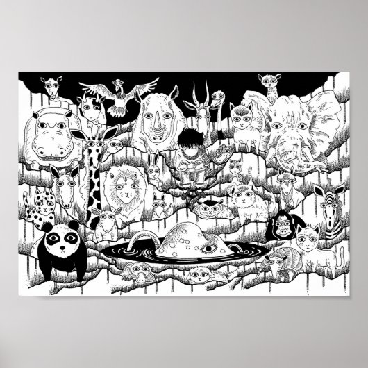 Poster Zoo au milieu de la nuit. (Devant)