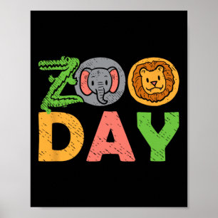 Poster Zoo Day Family Trip Zoo Visiteur Faune Enfants Vac