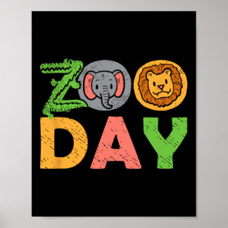 Poster Zoo Day Family Trip Zoo Visiteur Faune Enfants Vac
