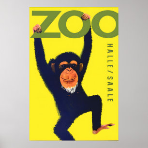 Poster Zoo HalleSaale Saksen-Anhalt Aap