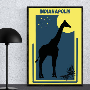 Poster Zoo Indianapolis Indiana Vintage Giraffe