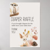Poster Zoo Safari Animaux Baby shower Déchets Raffle (Devant)