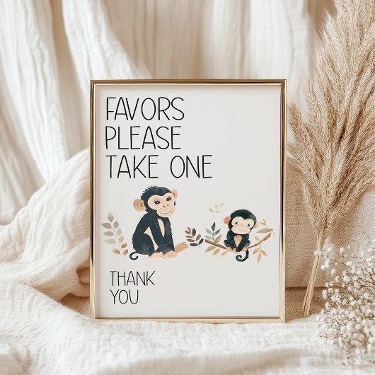 Poster Zoo Safari Nursery Animaux Baby shower Faveurs