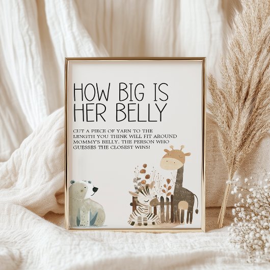 Poster Zoo Safari Nursery Animaux Baby shower Jeu