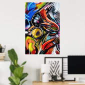 Poster Zoom arrière Graffiti Art - Cadeau parfait pour l' (Bureau à domicile)