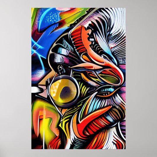 Poster Zoom arrière Graffiti Art - Cadeau parfait pour l' (Devant)