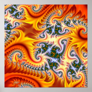 Poster Zoom fractal orange et jaune