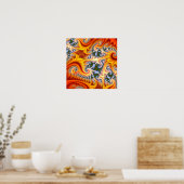 Poster Zoom fractal orange et jaune (Cuisine)