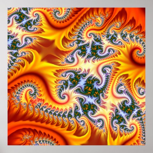 Poster Zoom fractal orange et jaune (Devant)