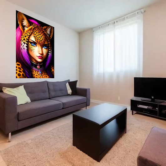 Poster Zoomorphes cool jeune femme guépard | Art AI