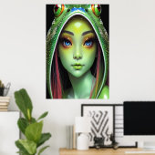 Poster Zoomorphique cool jeune femme grenouille | Art AI (Bureau à domicile)