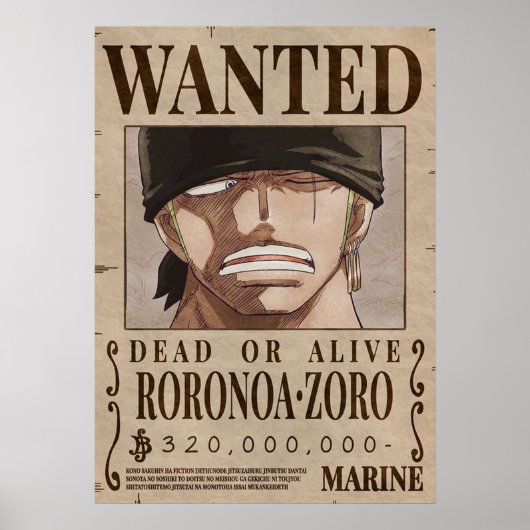 Poster Zoro Recherché une pièce (Devant)