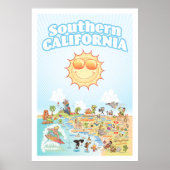 Poster Zuid-Californische Cartoon Map (Voorkant)