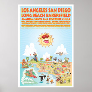 Poster Zuid-Californische steden