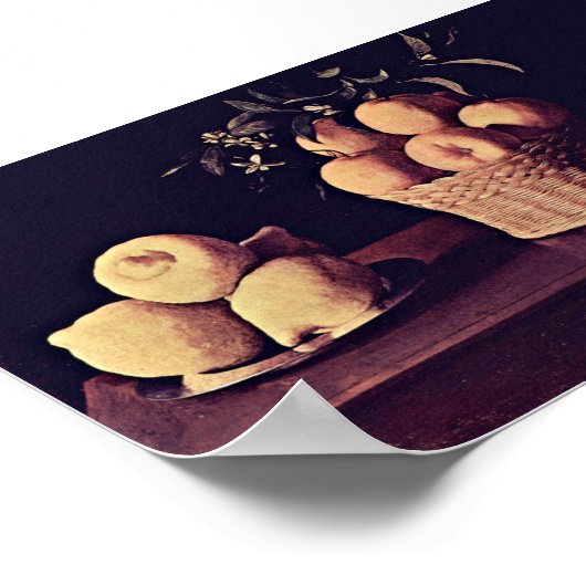 Poster Zurbaran de Francisco - Lemonoranges et rose (Coin)