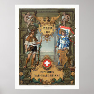 Poster Zürich 1883 Exposition Nationale Suisse Vintage