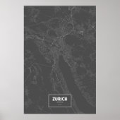 Poster Zurich, Suisse (blanc sur noir) (Devant)
