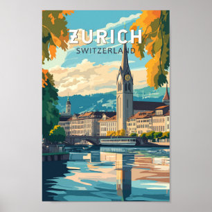 Poster Zurich Suisse Travel Art Vintage