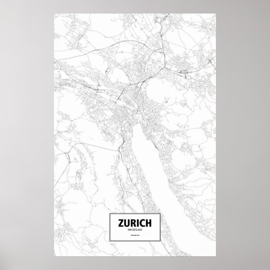 Poster Zurich, Switzerland (black on white) (Devant)