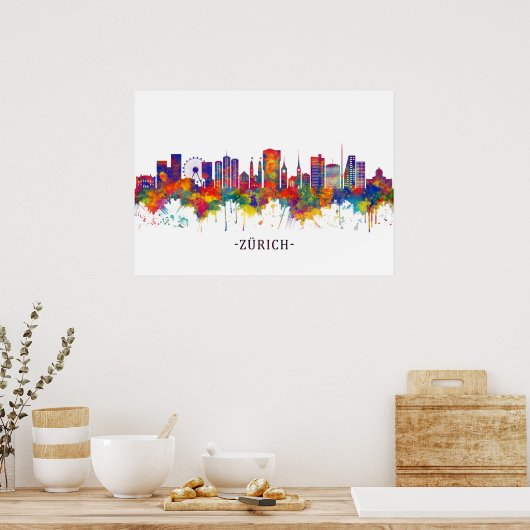 Poster Zurich Switzerland Skyline (Cuisine)