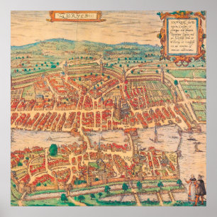 Poster Zurich Zurich Carte Vintage Suisse Landkarte