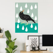 Poster zwarte vogel (Thuiskantoor)