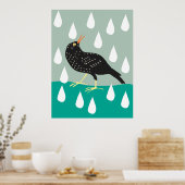 Poster zwarte vogel (Keuken)