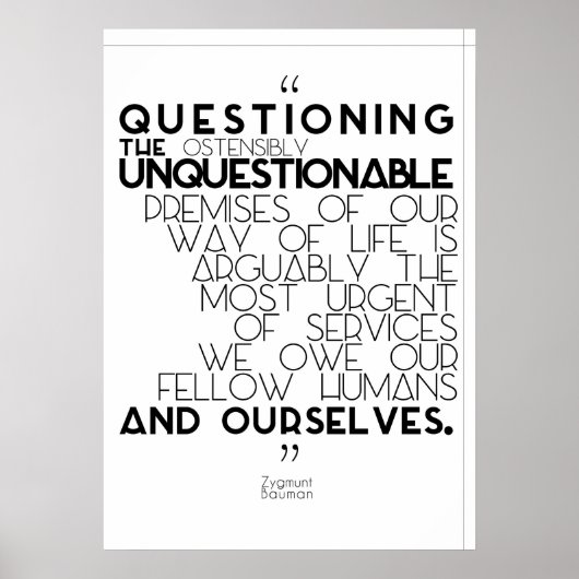 Poster Zygmunt Bauman - Remettre en question l'indiscutab (Devant)