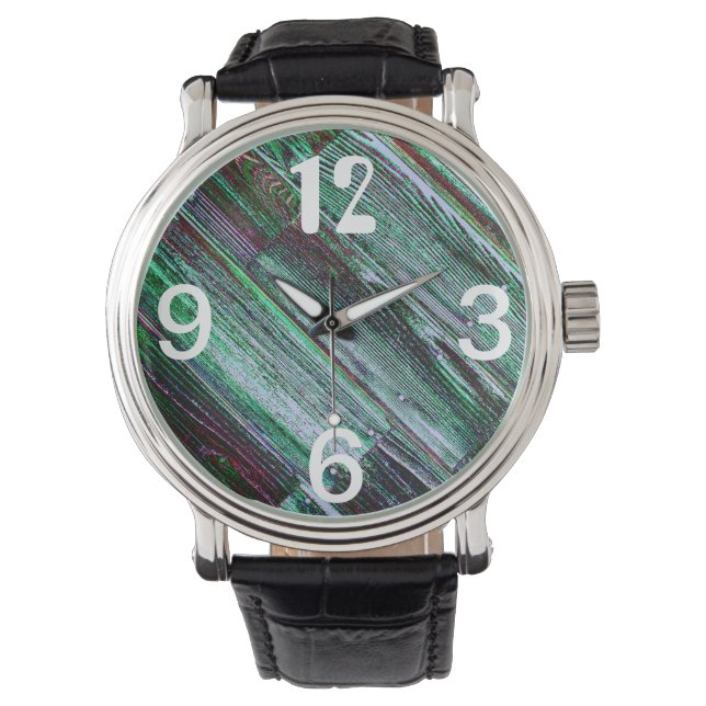 Posterized Houten Vloer met Spijkers Horloge (Voorkant)