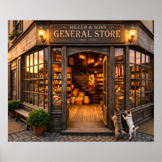 Posterprint Muurdecoratie Oude Winkel uit Vervloge Poster