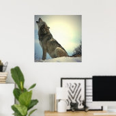 Posterprint van de huilende wolf poster (Thuiskantoor)