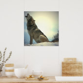 Posterprint van de huilende wolf poster (Keuken)