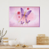 Posters à papillons mauve doux (Cuisine)