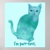 Posters Abstraits de chat bleu vert foncé (Devant)