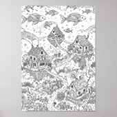 Posters Black and White Whimsical Doodle Art (Voorkant)