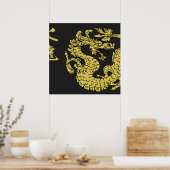 Posters Black & Gold Fire Dragon 2.0 (Cuisine)