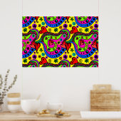 Posters d'art colorés Doodle Line (Cuisine)