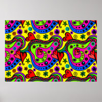 Posters d'art colorés Doodle Line