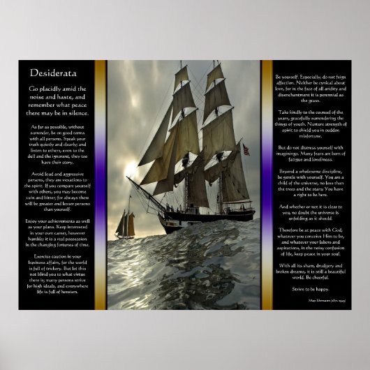 Posters de bateaux à voile Desiderata Ocean (Devant)