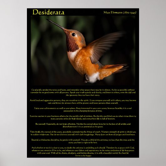 Posters de Desiderata Hummingbird 2 (Devant)