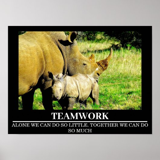 Posters de motivation faunique Rhinos Travail d'éq (Devant)