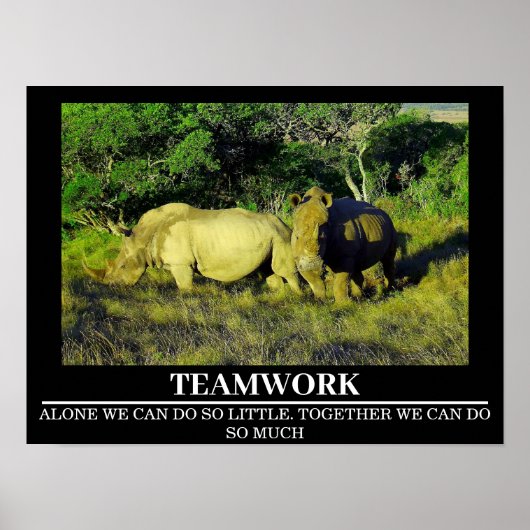 Posters de motivation faunique Rhinos Travail d'éq (Devant)