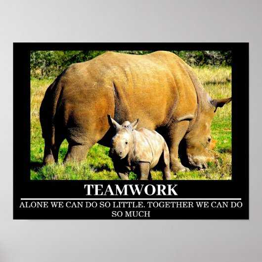 Posters de motivation faunique Rhinos Travail d'éq (Devant)